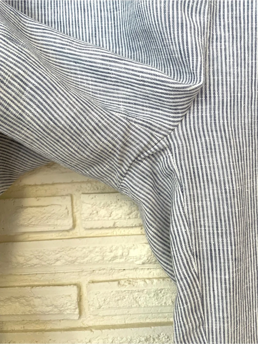 Quince 100% European Linen Blue Pinstripe Jacket and Pant Set Womens XL Coastal